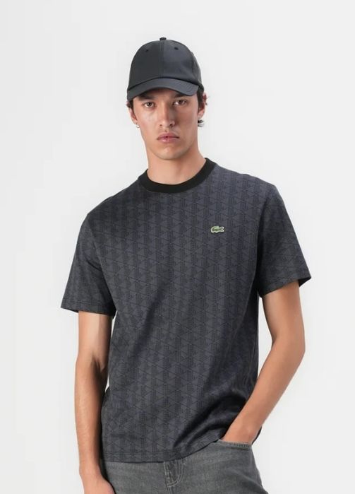 Koszulka męska Lacoste T-shirt męski z nadrukiem – graphite sombre/bla
