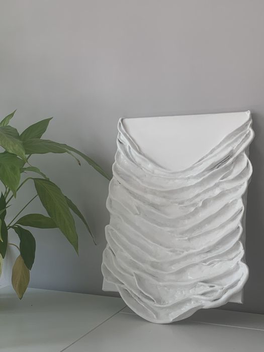 Obraz strukturalny 3D - białe fale/white waves - dekoracja