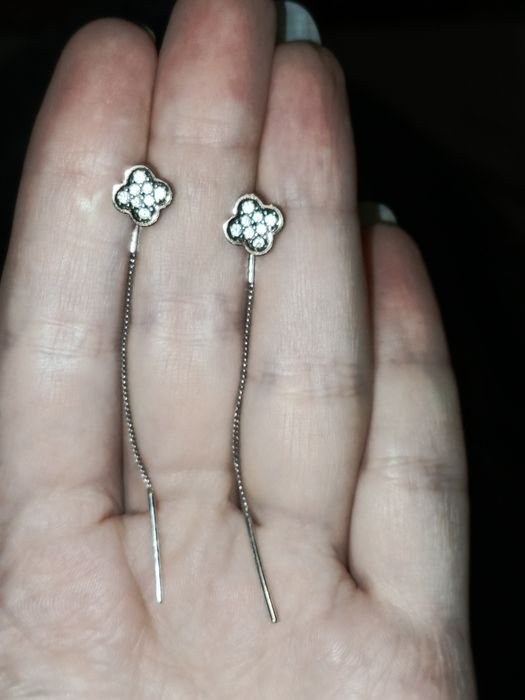 Сережки протяжки серебро925+золото375