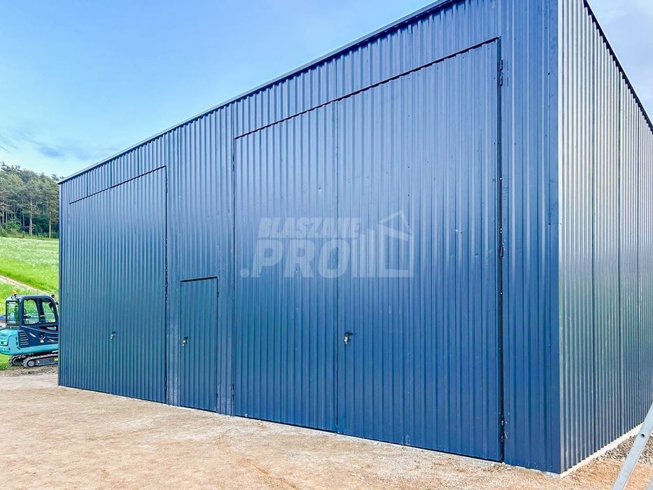 Hala Garaż Blaszany 12-6m 2x Bramy dwuskrzydłowe Antracyt   GP417