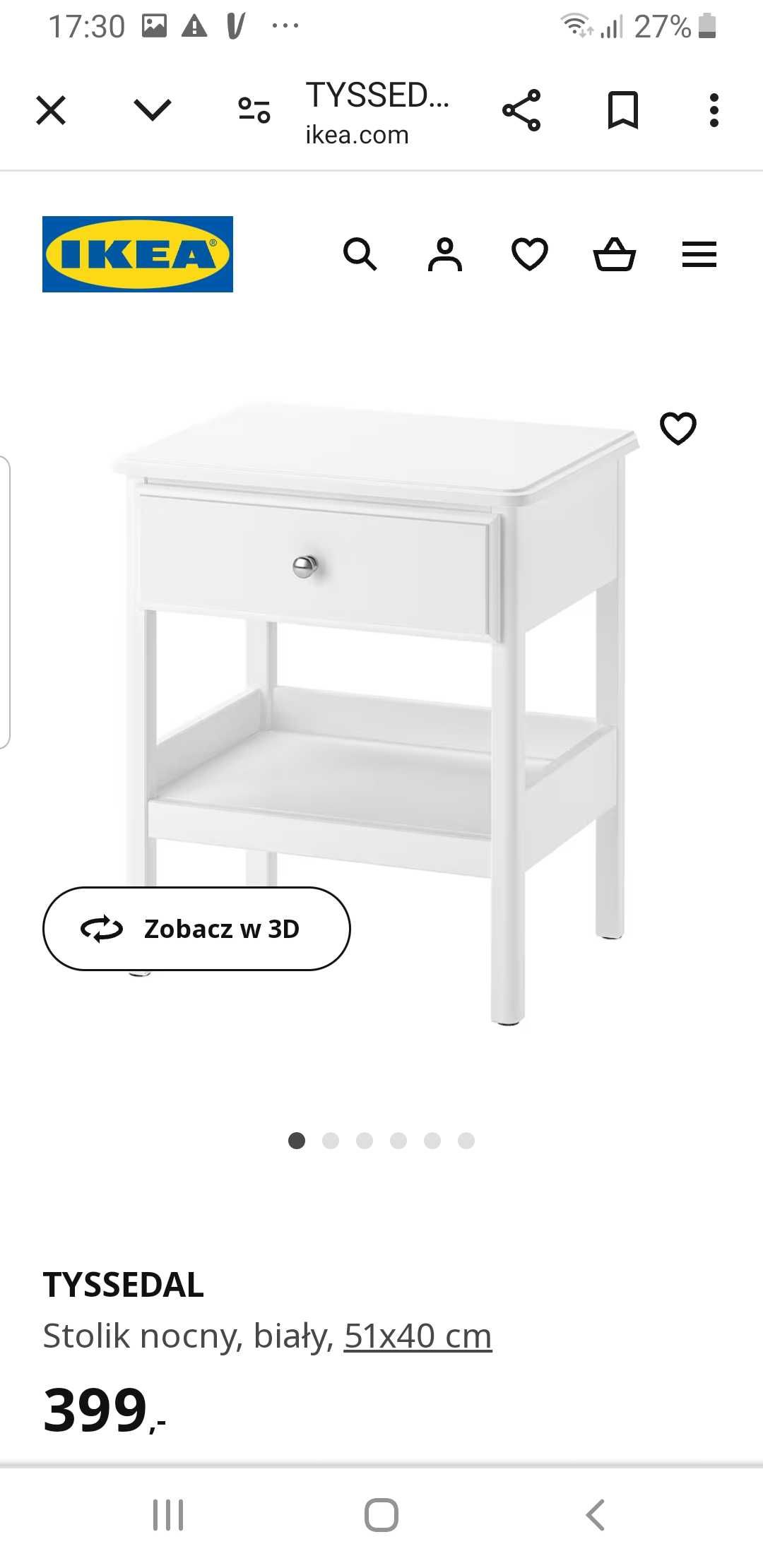 Stolik nocny szafka nocna IKEA Tyssedal biały (2szt.)