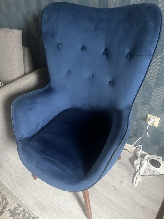 Fotel uszak granatowy