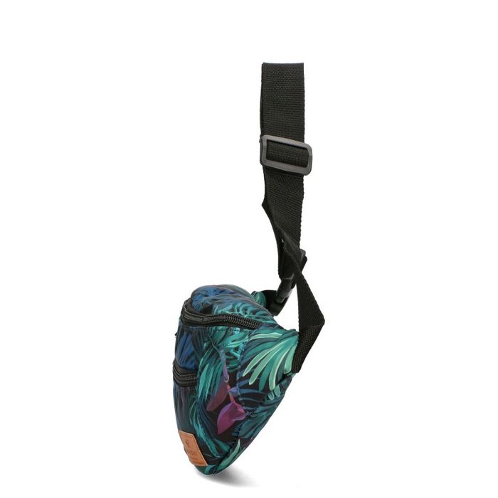 Nerka saszetka biodrowa Rovicky R-WB27 czarna z liśćmi tropikalnymi