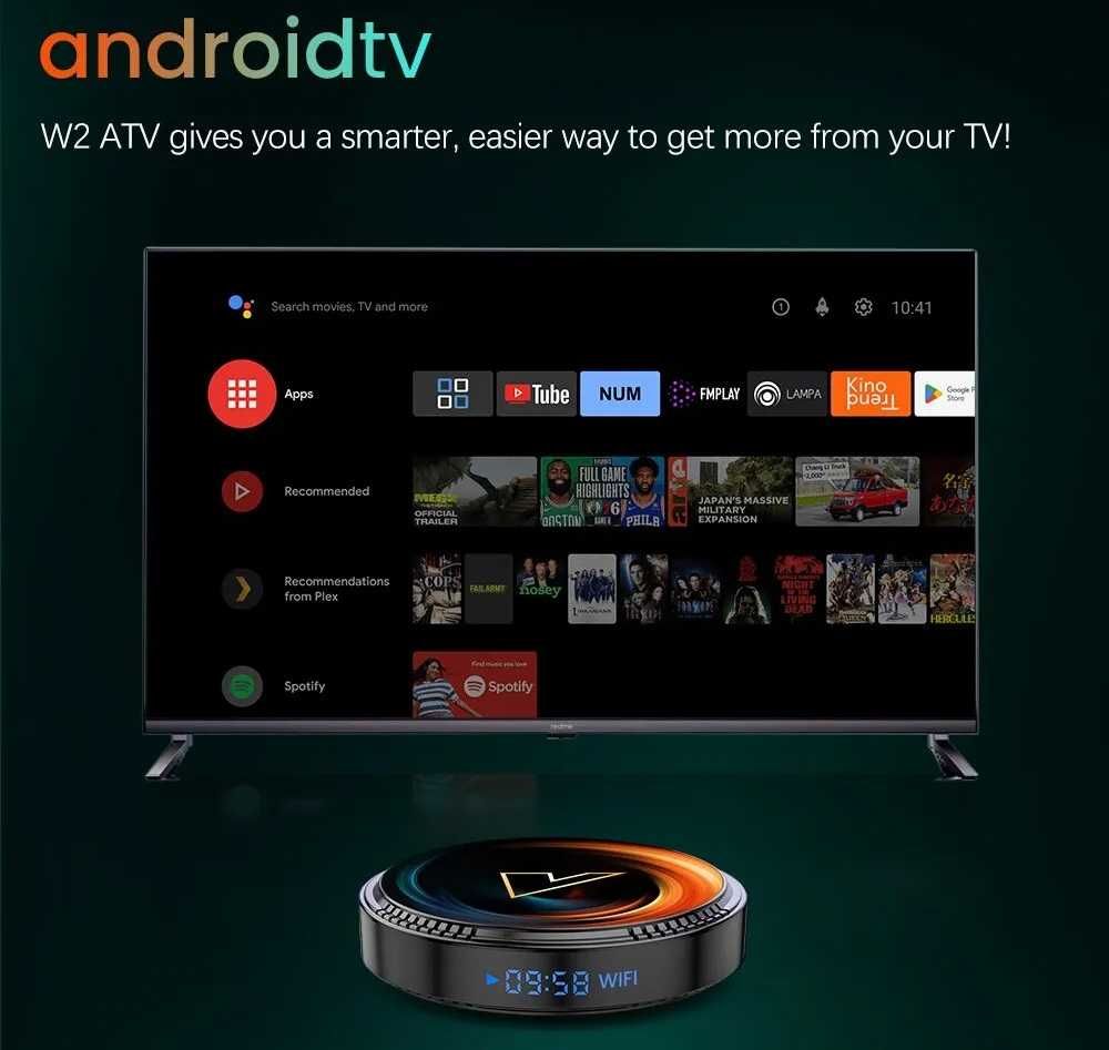 Smart TV приставка Vontar W2 4/32GB Android TV +G10S Голос+Аеро пульт