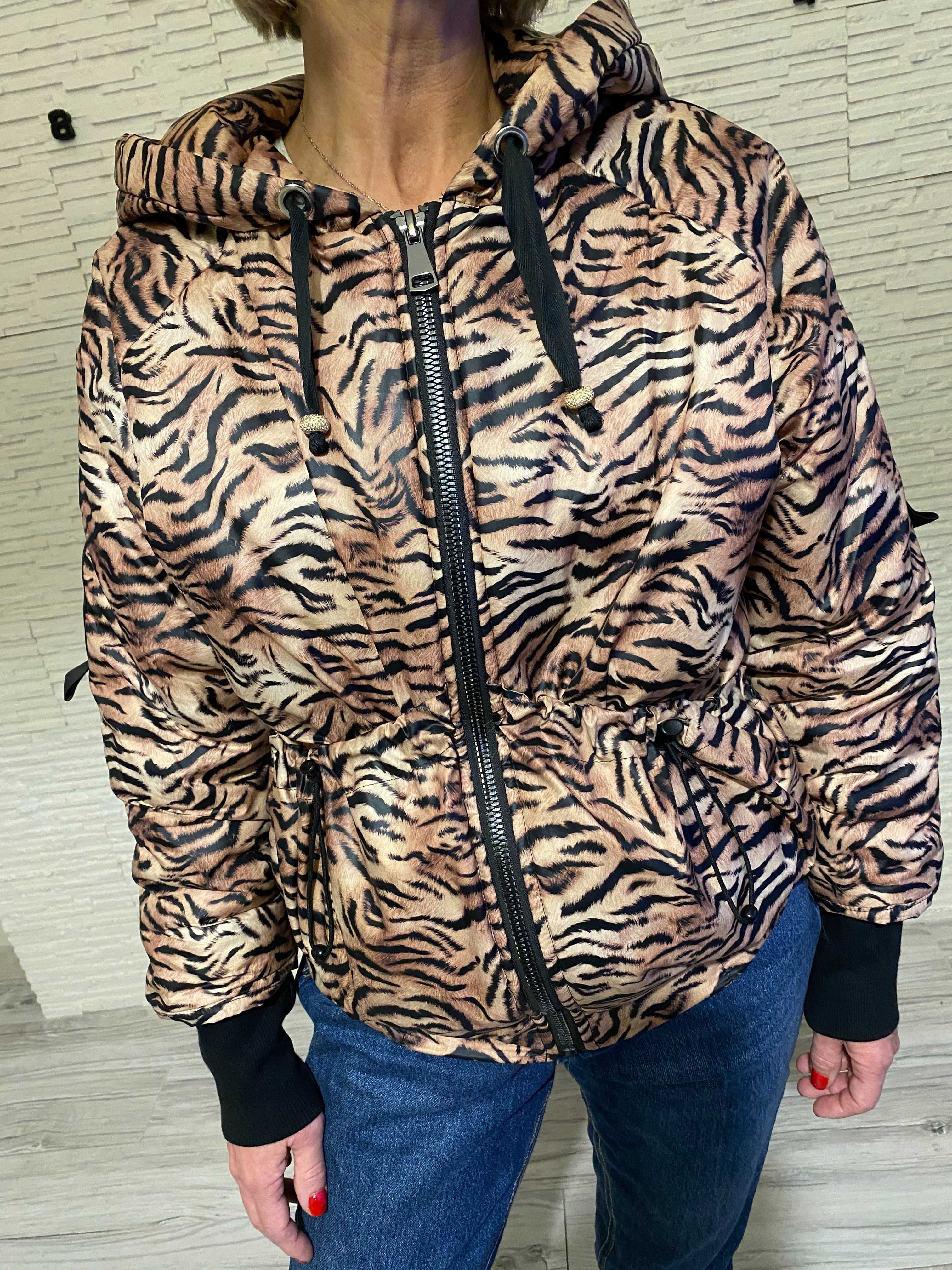 S-M fashion kurtka Tiger - print animal tygrys taśmy S-M