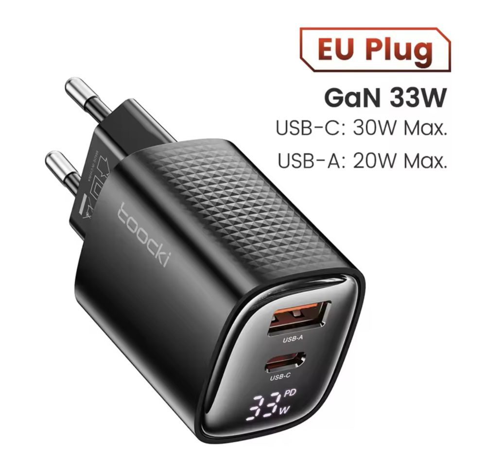 GAN 33w 65w 67w Швидка зарядка Essager Baseus Toocki Asometech PD QC