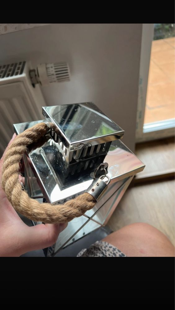 Komplet 2 lampionów z chromowanego metalu i szkła stylowa dekoracja