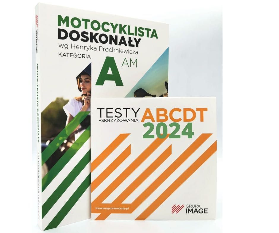 ZESTAW: Podręcznik MOTOCYKLISTA DOSKONAŁY Kat. A/AM/A1/A2 + Testy 2024