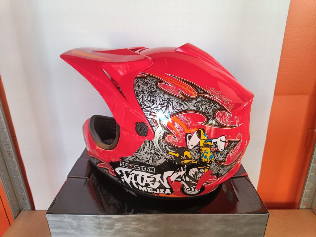 Kask Crossowy Dziecięcy Czerwony