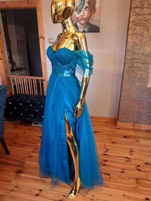 Suknie balowe gorset+tiul od polskiego producenta. Mega rozcięcie.