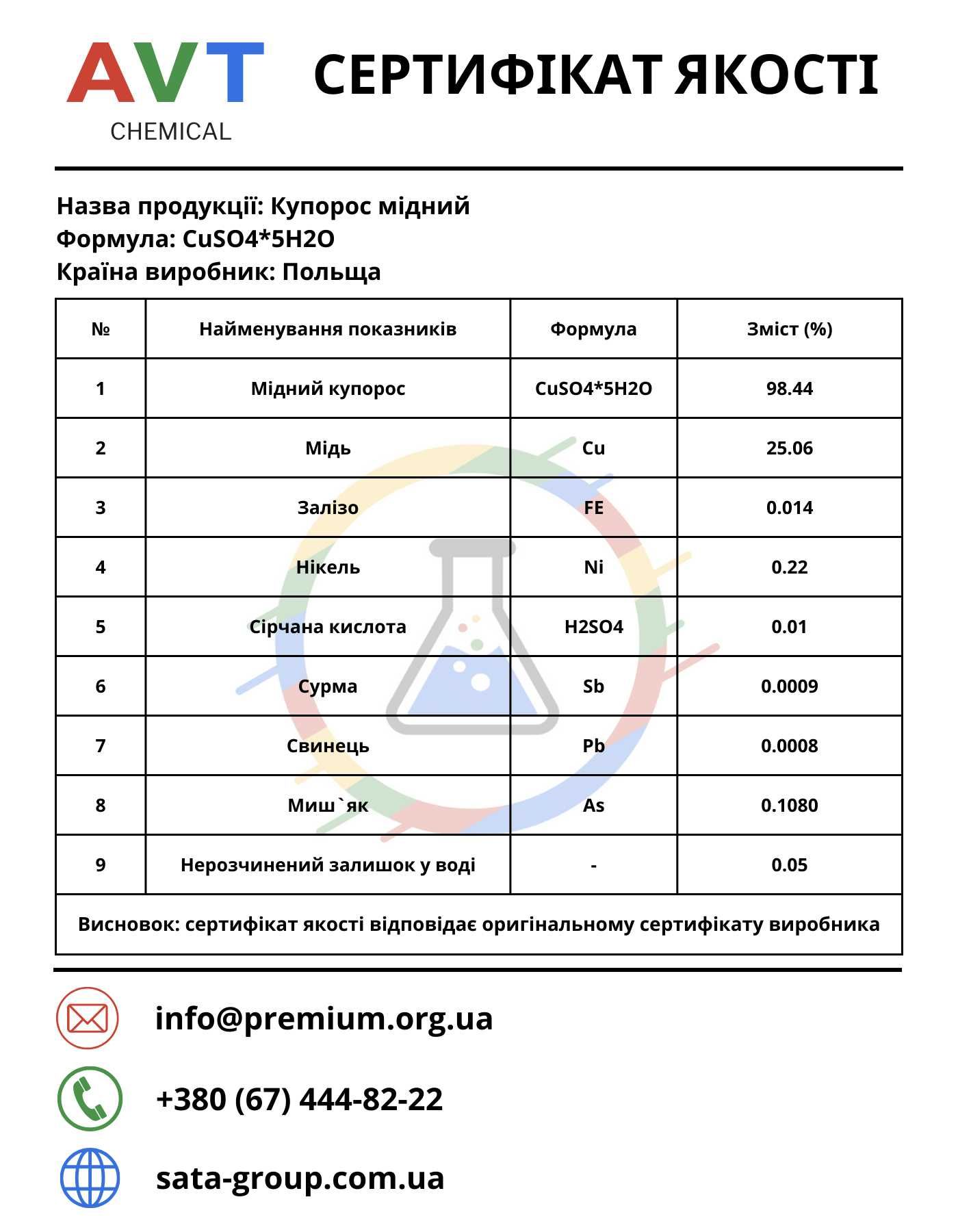 Медный Купорос Высший сорт, марка "А" 5 кг