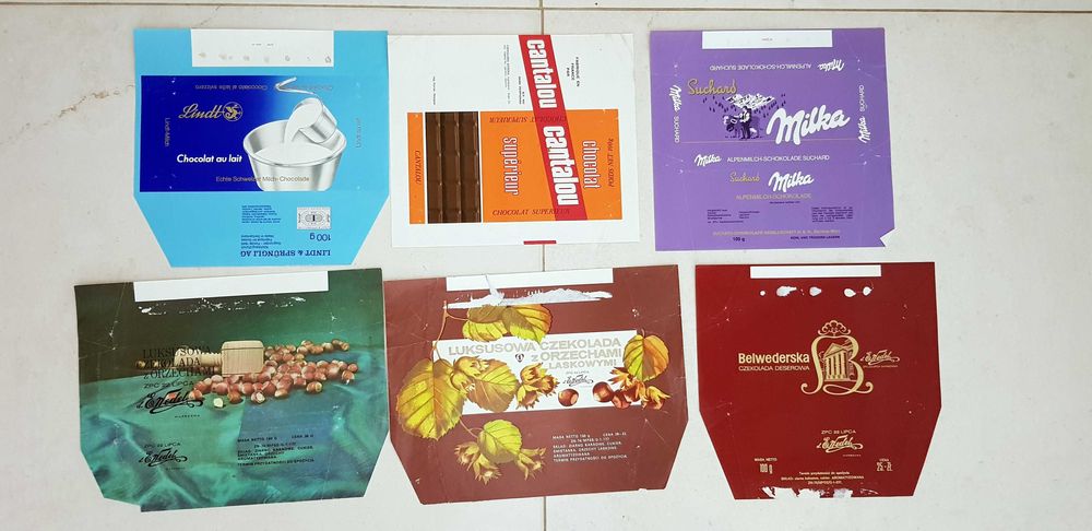 Opakowania czekolad Wedel Lindt Milka Goplana PRL