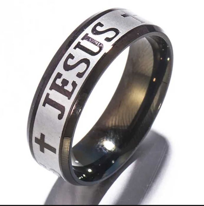 Anel “Jesus” de 8 mm em aço (unissex) ( Tamanhos na descrição ).