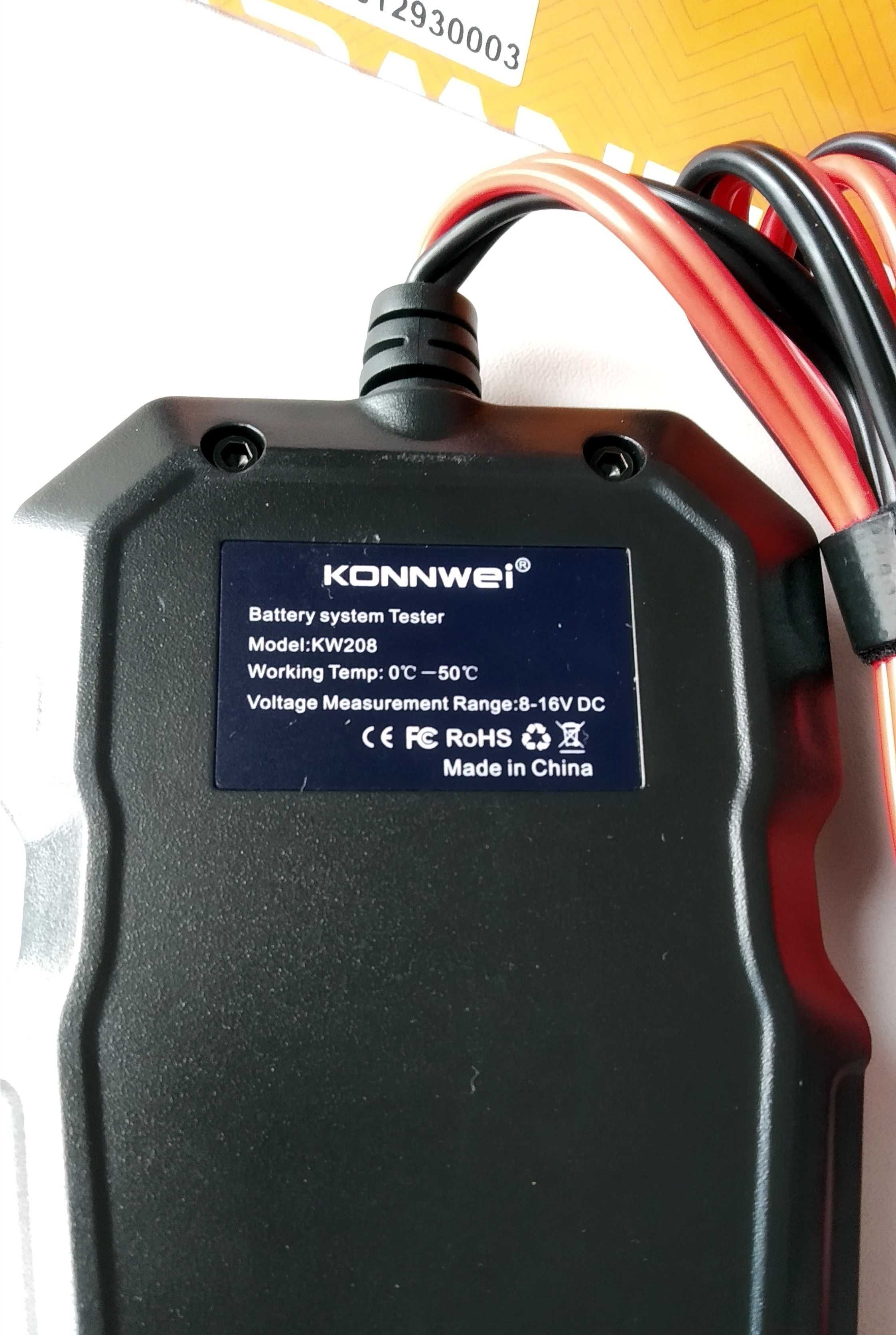 Тестер KW208 аккумулятора, генератора, авто, KONNWEI, заряду АКБ