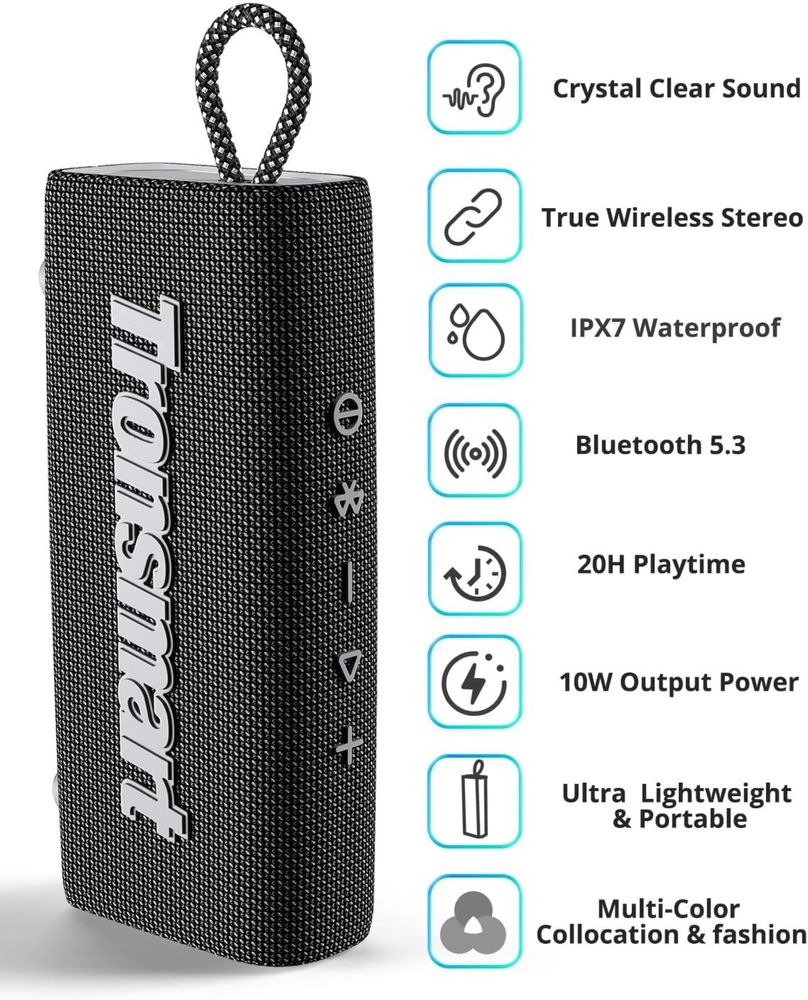 Bluetooth колонка Tronsmart Trip Portable Outdoor Speaker Black