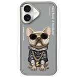 Nimmy Etui Iphone 16 6.1" Szary/Gray     Glasses Cool Dog