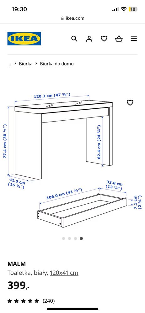 Toaletka Malm biała ikea