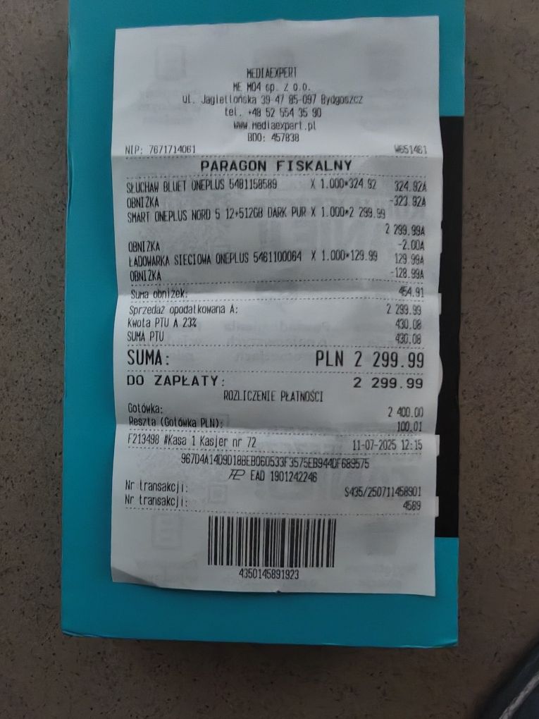 Oneplus Nord 5 stan idealny 12/512gb. Kupiony za gotówkę.