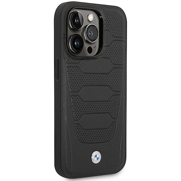 Etui BMW Leather Seats Pattern na iPhone 14 Pro Max - czarne