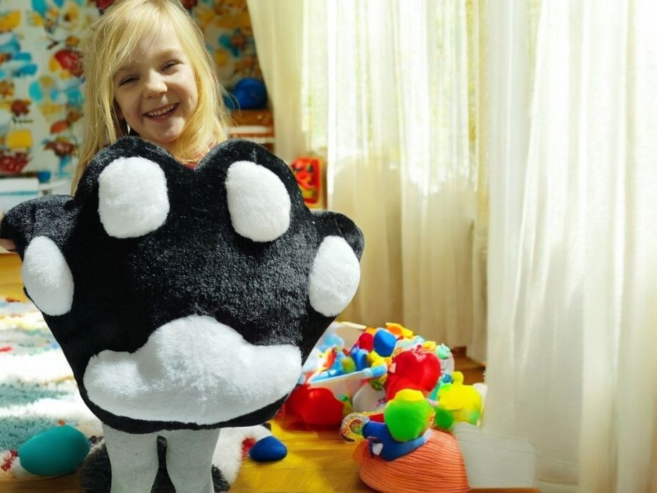 Тапа лапка 45 см подушка лапка фіолетова, рожева, сіра, біла таба лапк