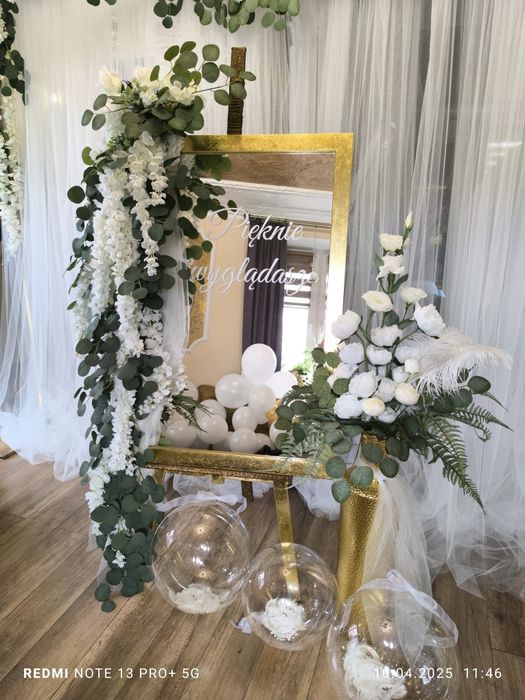 Dekoracje imprez wesele chrzciny komunie scianka balonowa kwiaty