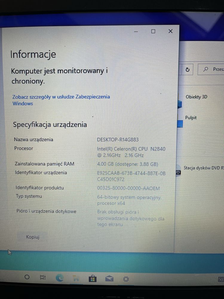 Laptop Asus 15,6’ DVD 4GB RAM 500GB HDD