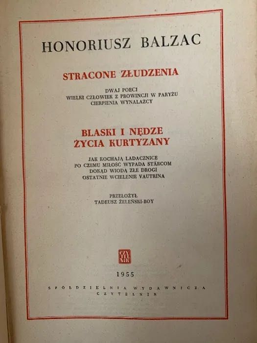 Stracone złudzenia 1955r Honoriusz Balzac