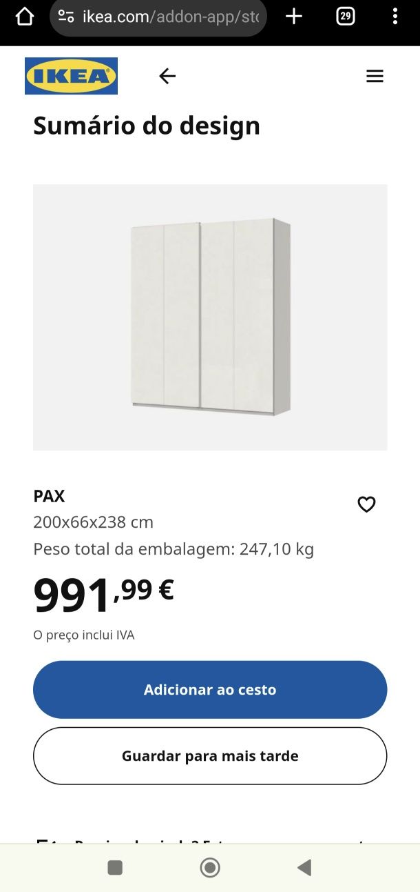 Roupeiro IKEA PAX / HASVIK branco lacado