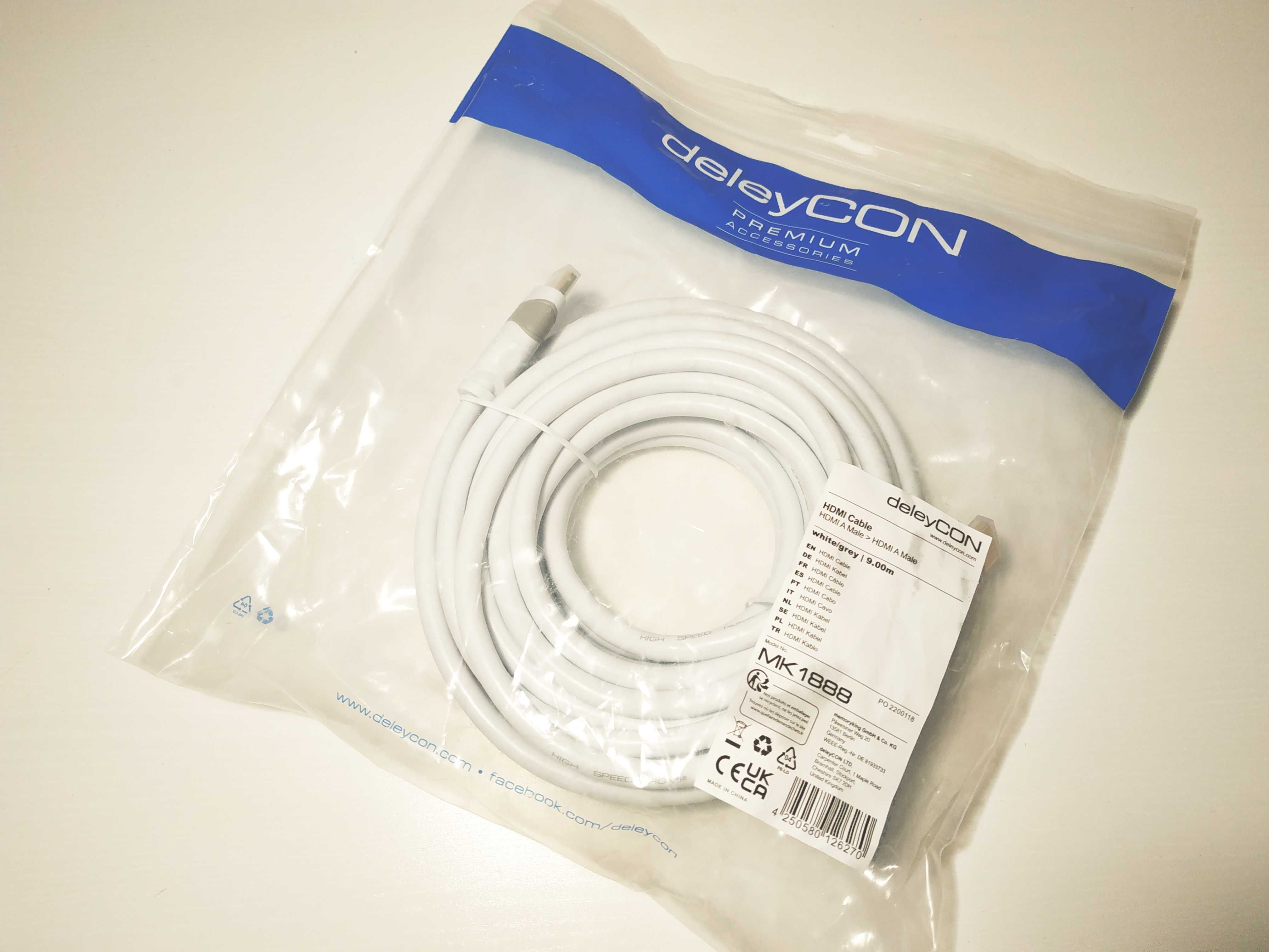 Nowy kabel HDMI 9m / pozłacane wtyki / 4K UHD / Ethernet