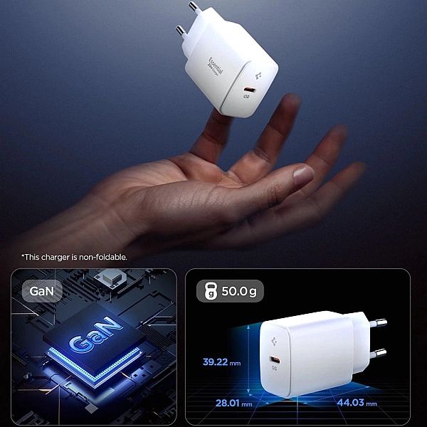 Ładowarka sieciowa Spigen Essential EE201EU USB-C 20W - biała