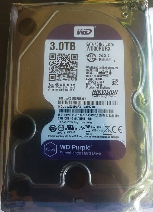 Жорсткий диск WD Purple 500Gb, 1TB, 2TB, 3TB, 4TB