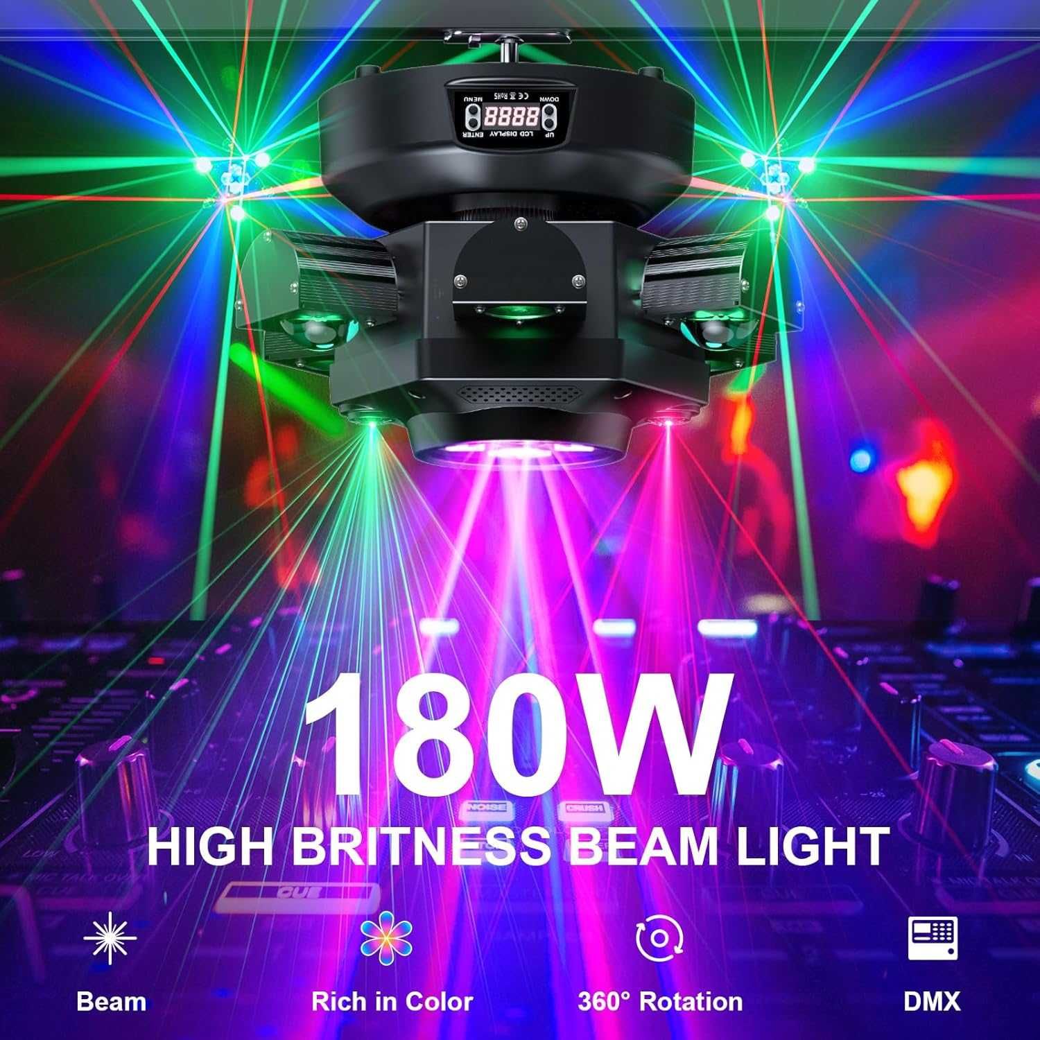 Głowa Ruchoma HOLDLAMP LED 6 Arms 4w1 DMX RGBW 180W Efekt Strobo Sound