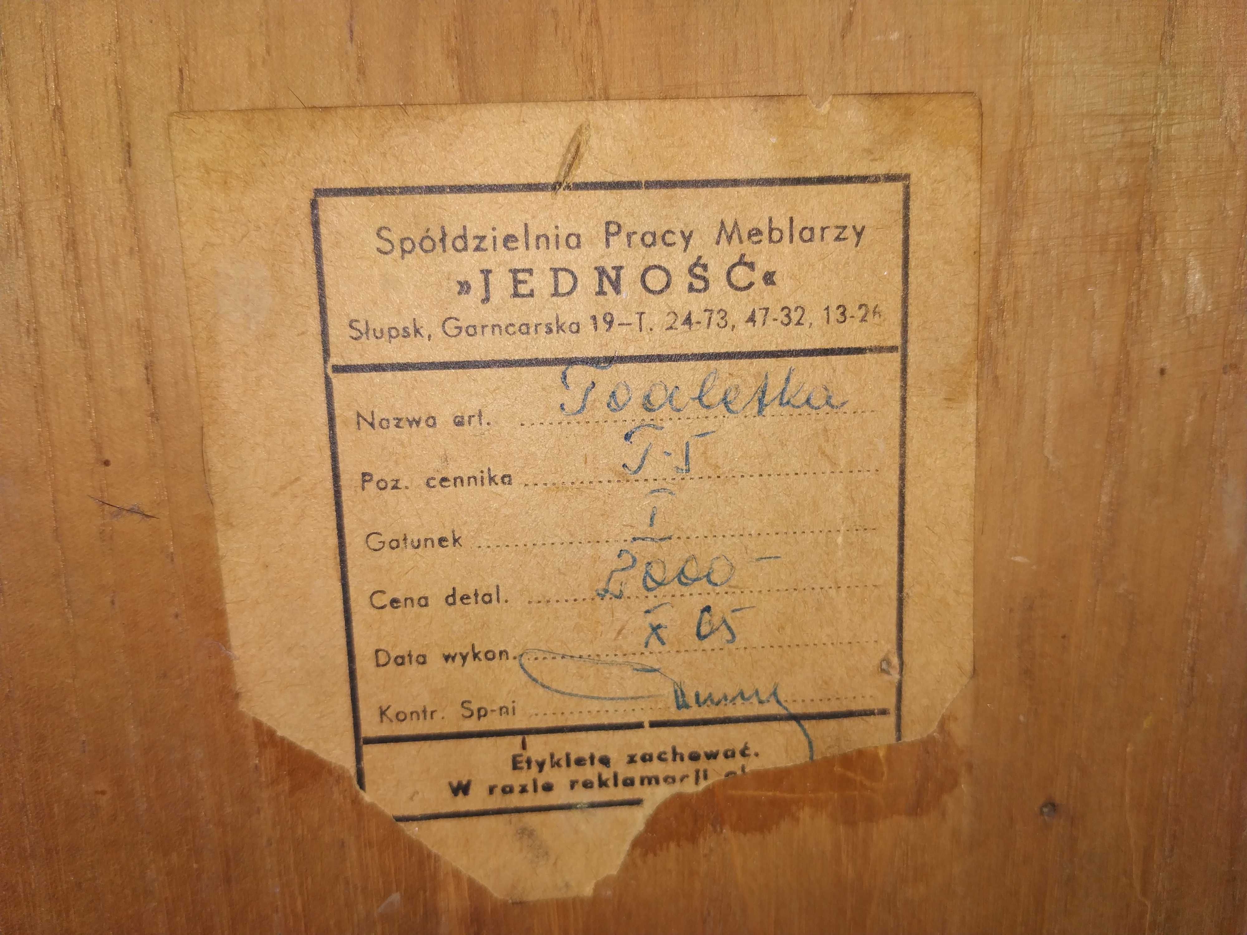 Toaletka z 1965 roku SPM "JEDNOŚĆ" Słupsk