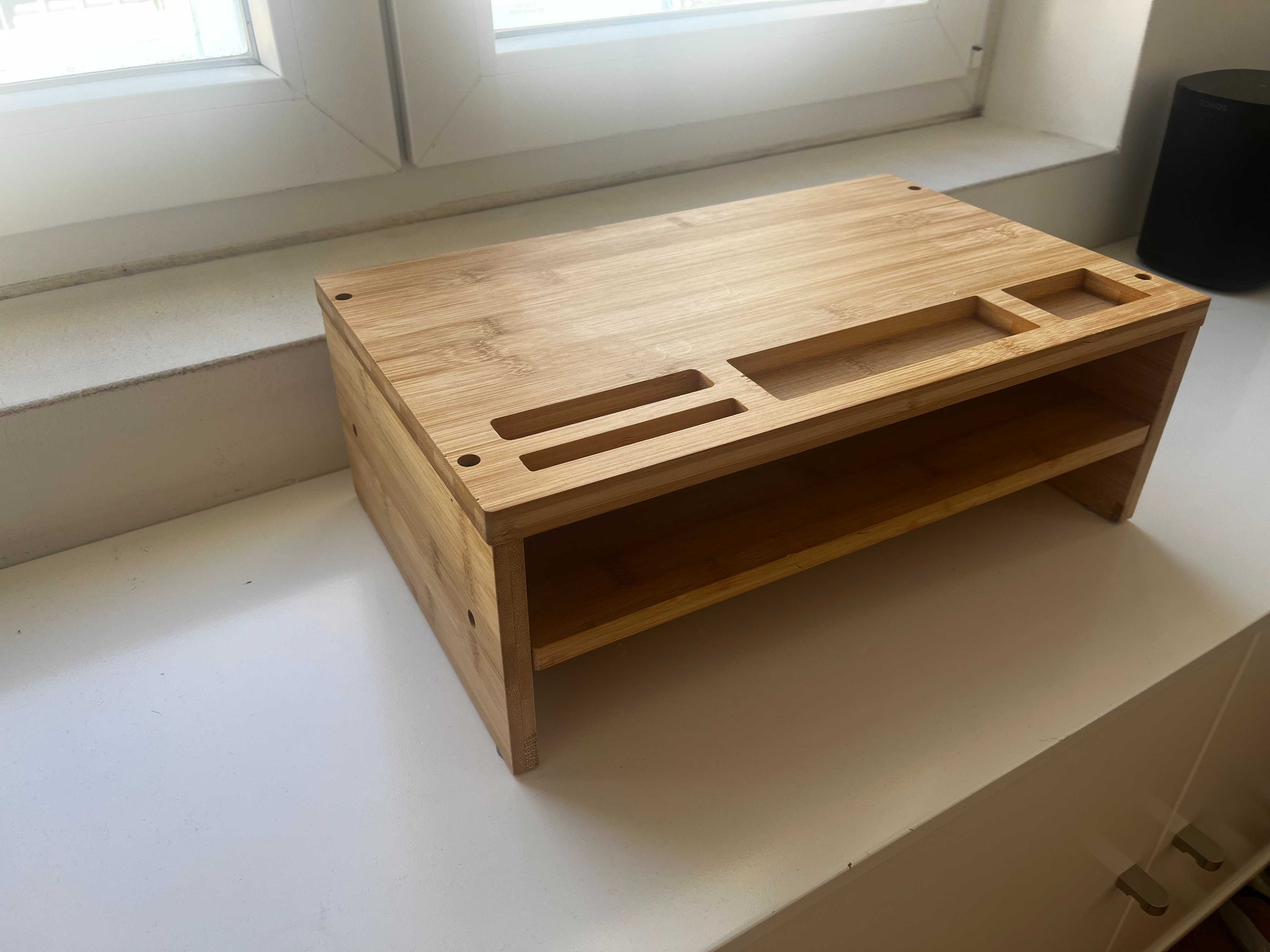 Bamboo desk organizer - support for your desktop monitor