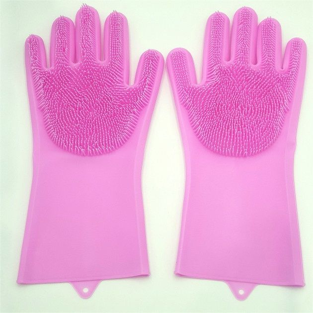 Силіконові рукавички Magic Silicone Gloves Pink для прибирання чистки