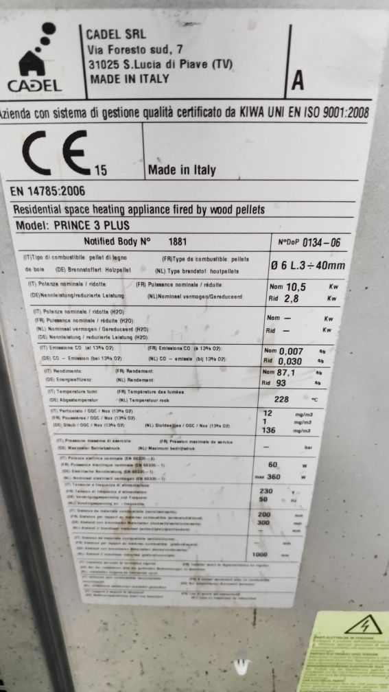 Salamandra pellets 10, 5 kw