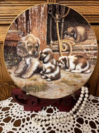 Ozdobny Talerz Porcelana Pies Spaniel Labrador Beagle Królik Prezent