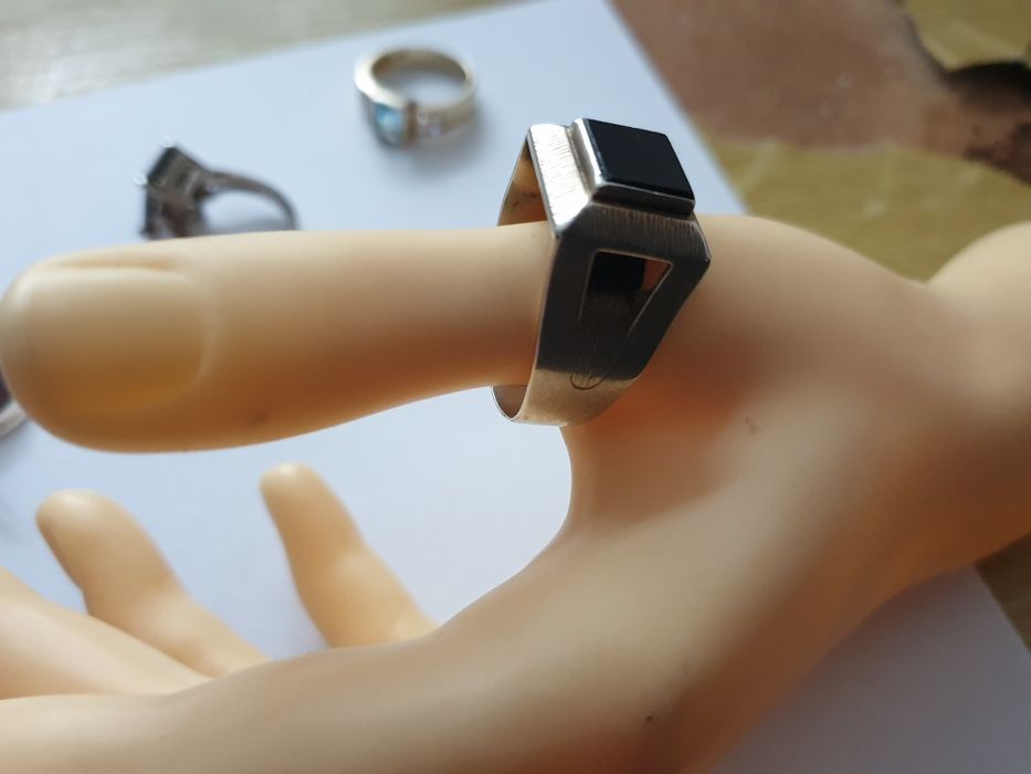 Stary srebrny sygnet pierścionek onyx srebro 835  pierścień