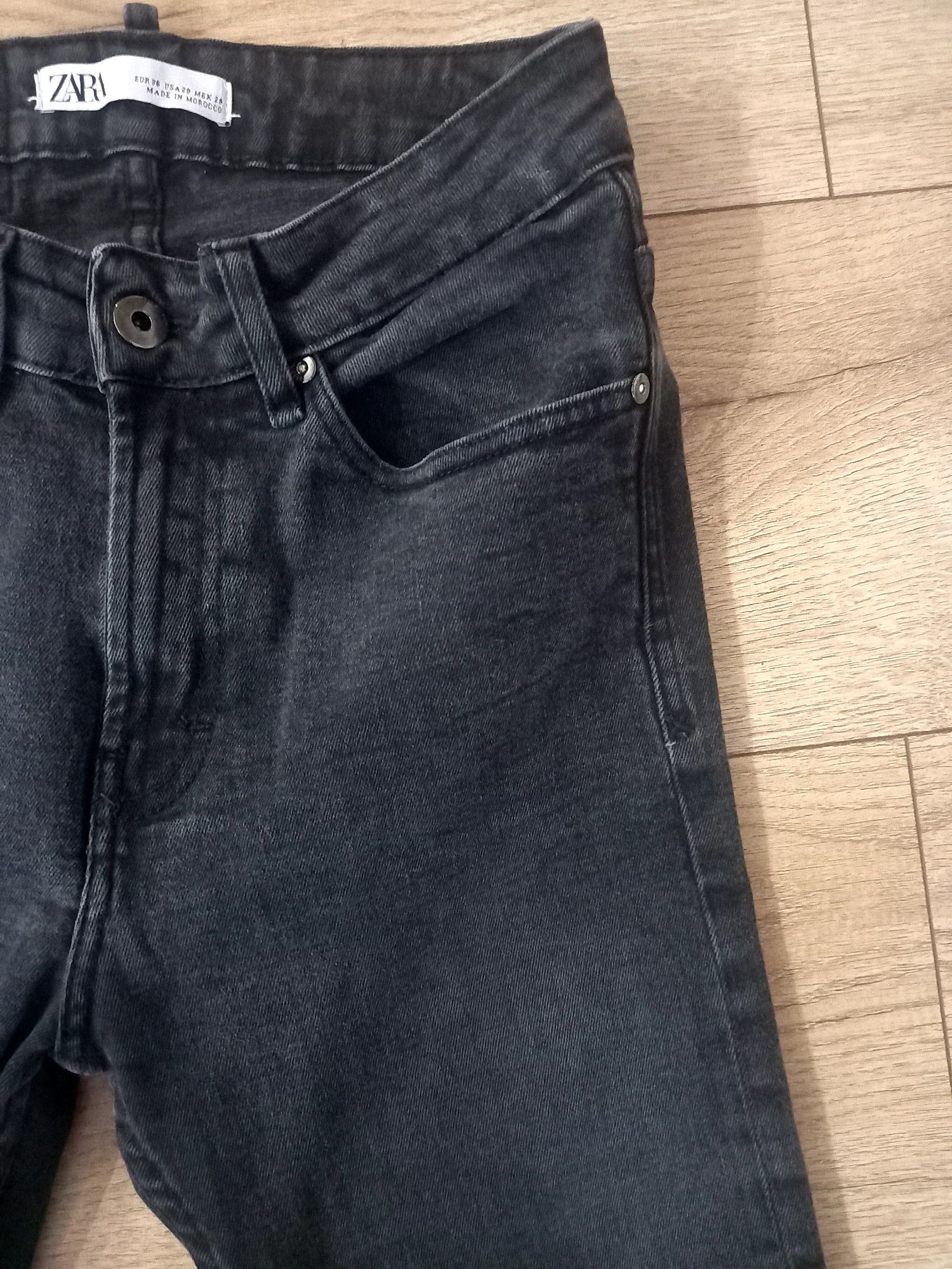 Spodnie jeansy skinny męskie chłopięce skinny czarno-szare Zara r. 36