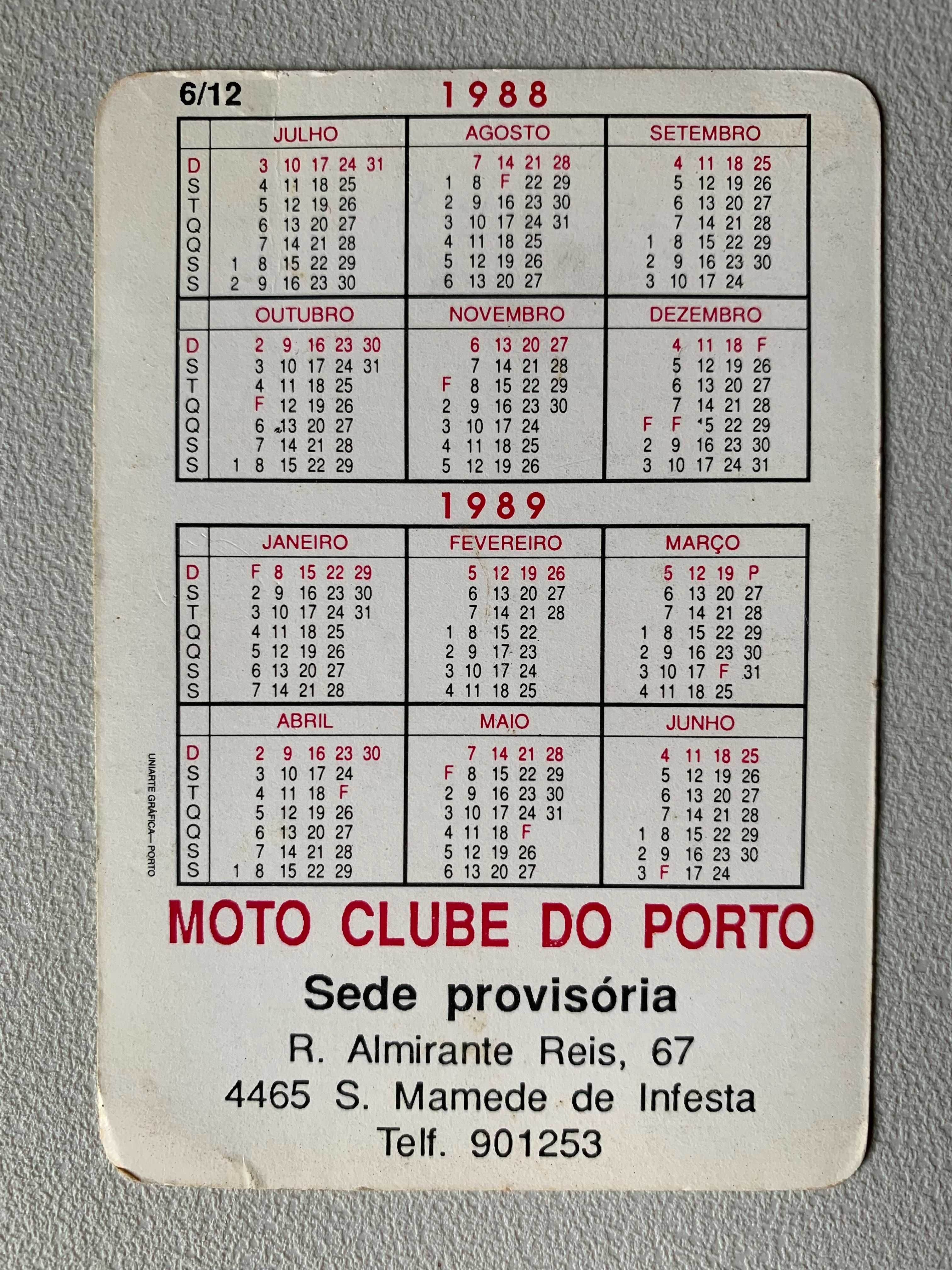Calendários de 1988 / 1989 - Moto Clube do Porto (preço unitário)