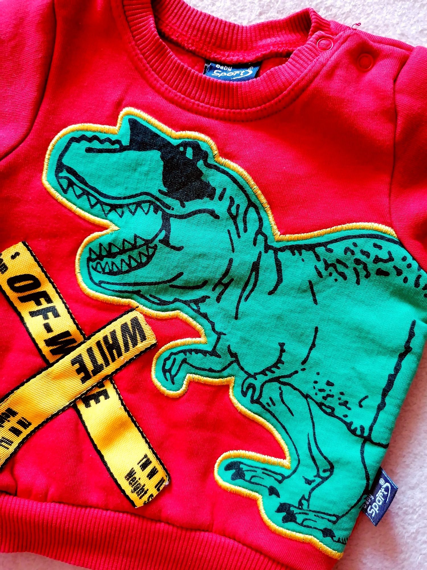 Bluza dziecięca HIT naszywki dinozaur T-rex bawełna żywe kolory roz.74