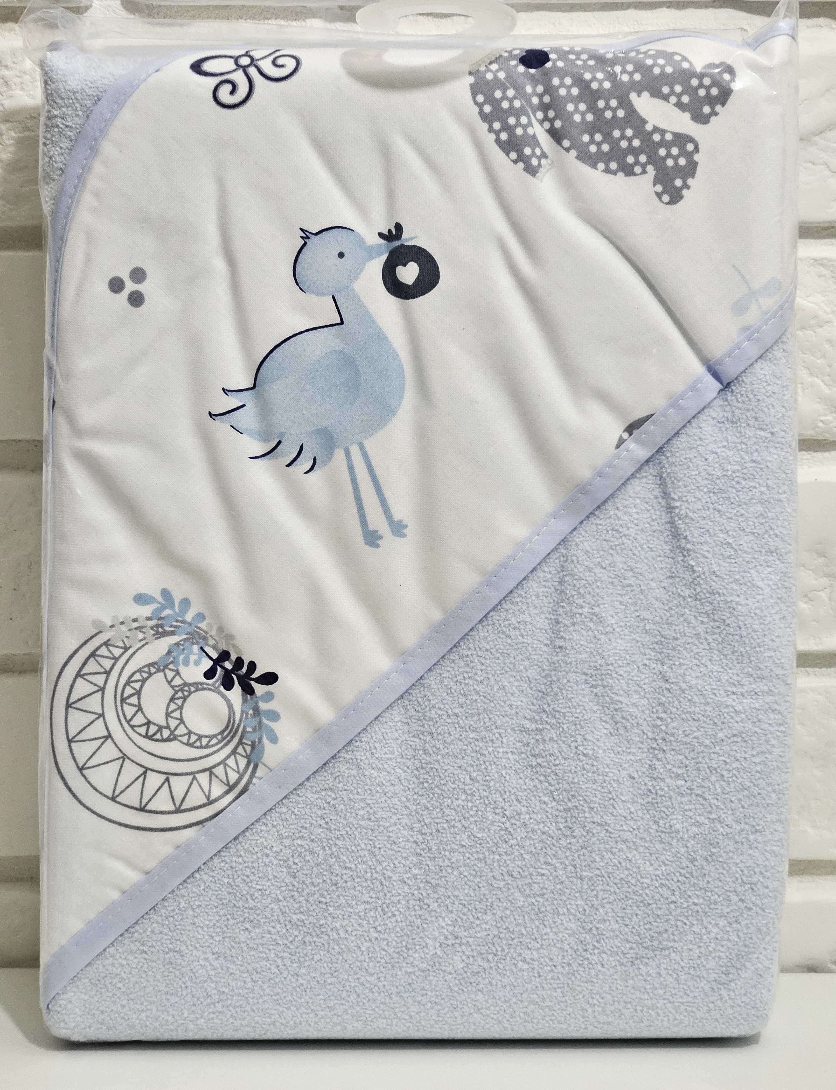 MimiNu, okrycie kąpielowe termofrotta+bawełna, 100x100 cm niebieskie