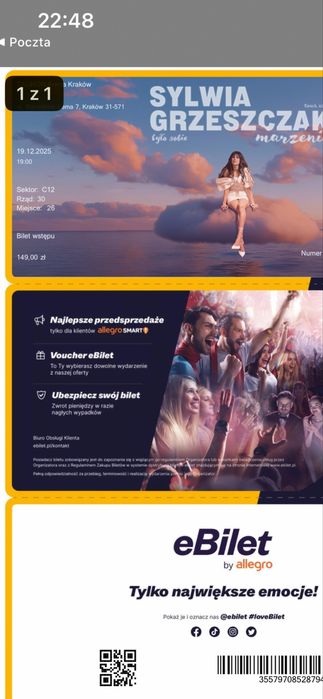 2 Bilety  na koncert Sylwi Grzeszczak