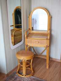 Toaletka rattanowa wiklinowa z lustrem drewniana