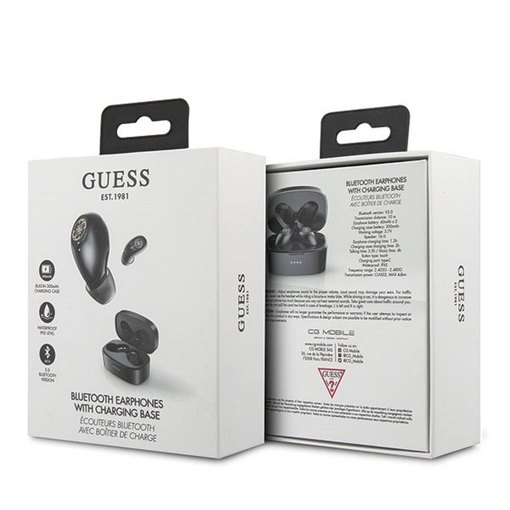 GUESS słuchawki bluetooth TWS + stacja dokująca GUTWSJL4GBK czarne
