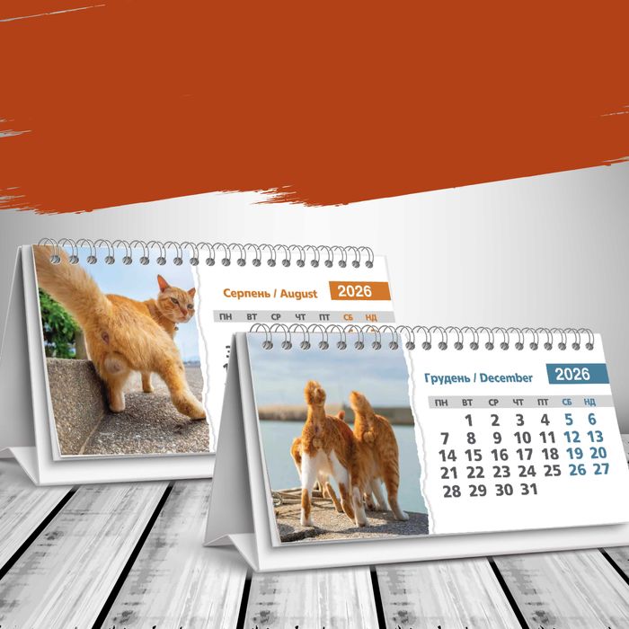 Календар настільний будиночок на 2026 рік - "Кошачі дзвіночки, шаріки"