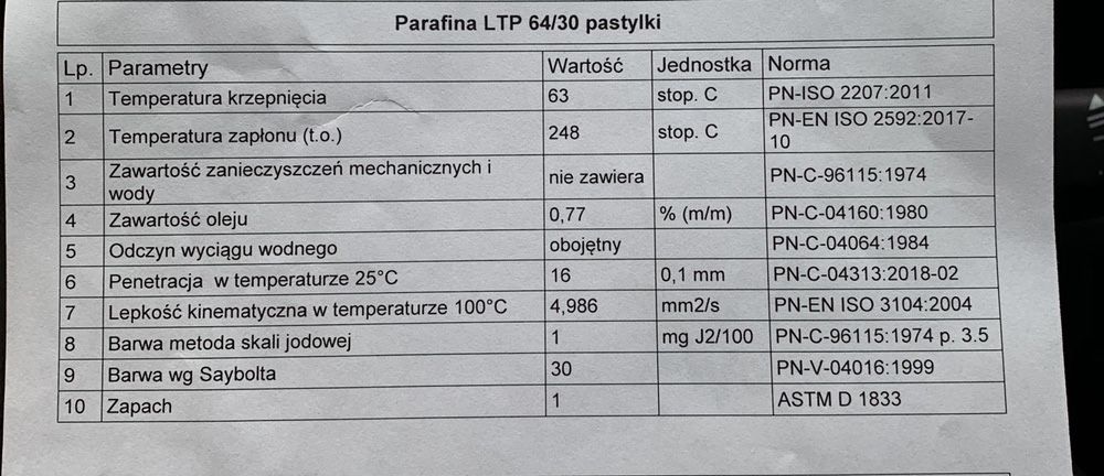 Парафін LTP64/25 ; LTP60/25.