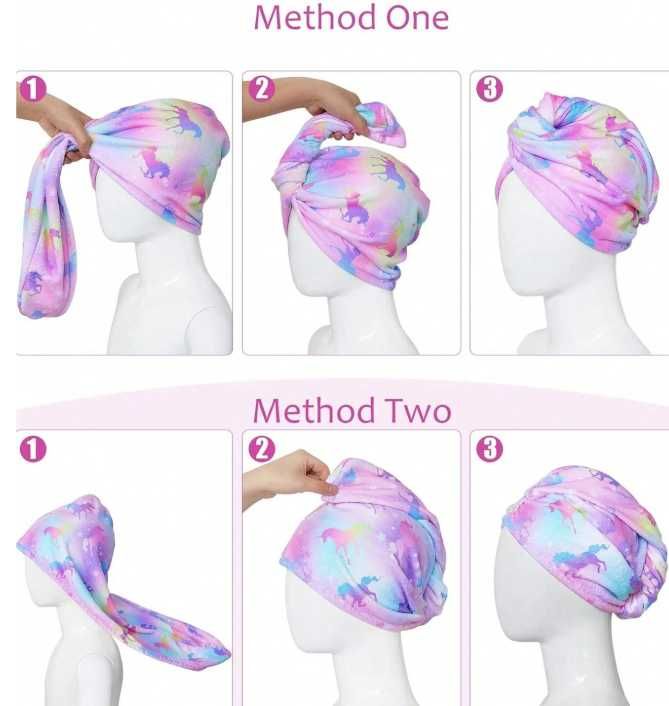Toalha/turbante de cabelo, em microfibra. para meninas.