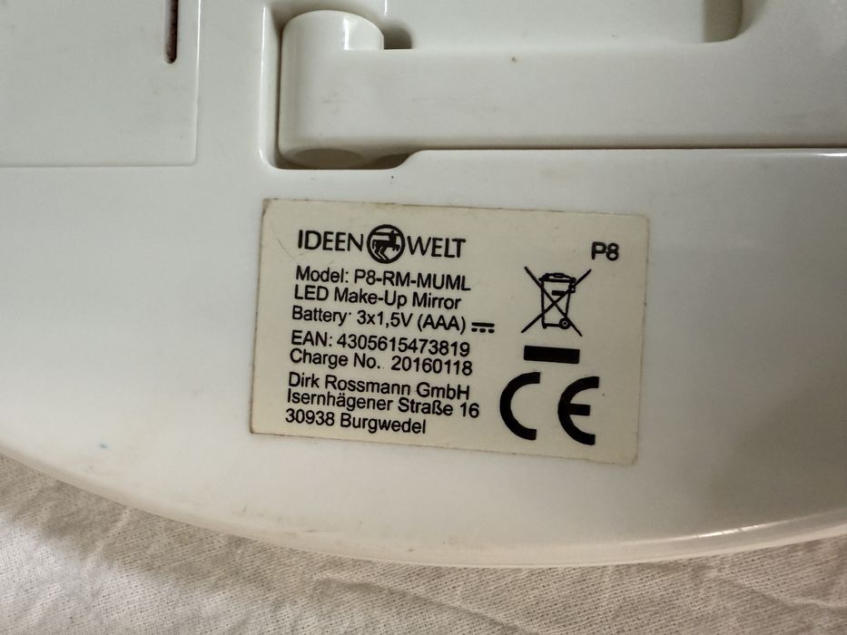 Lusterko podróżne podświetlane ideen welt rossman białe na baterie