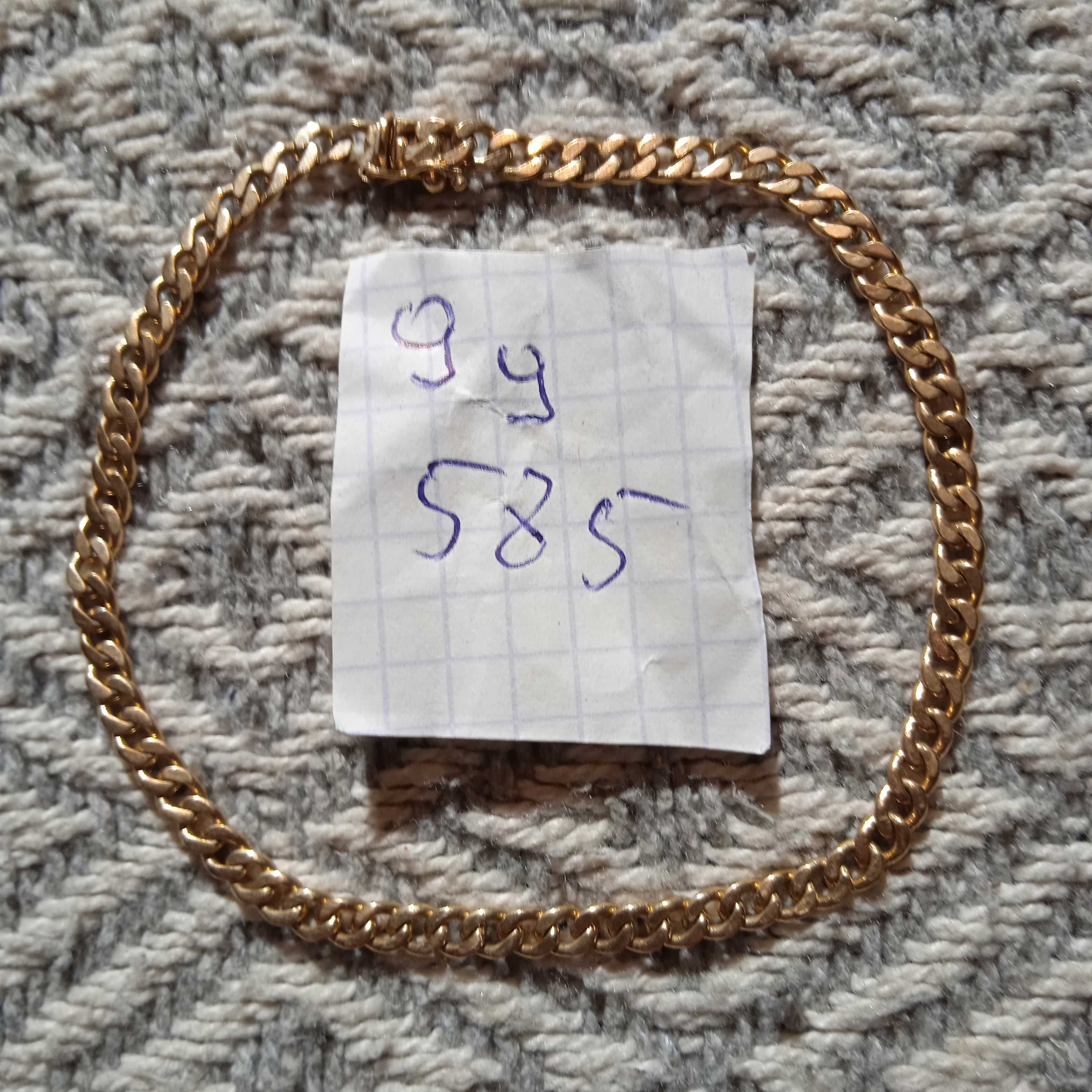Bransoletka Nowa Złoto próby 585 Waga 9gr Długość 22,5cm